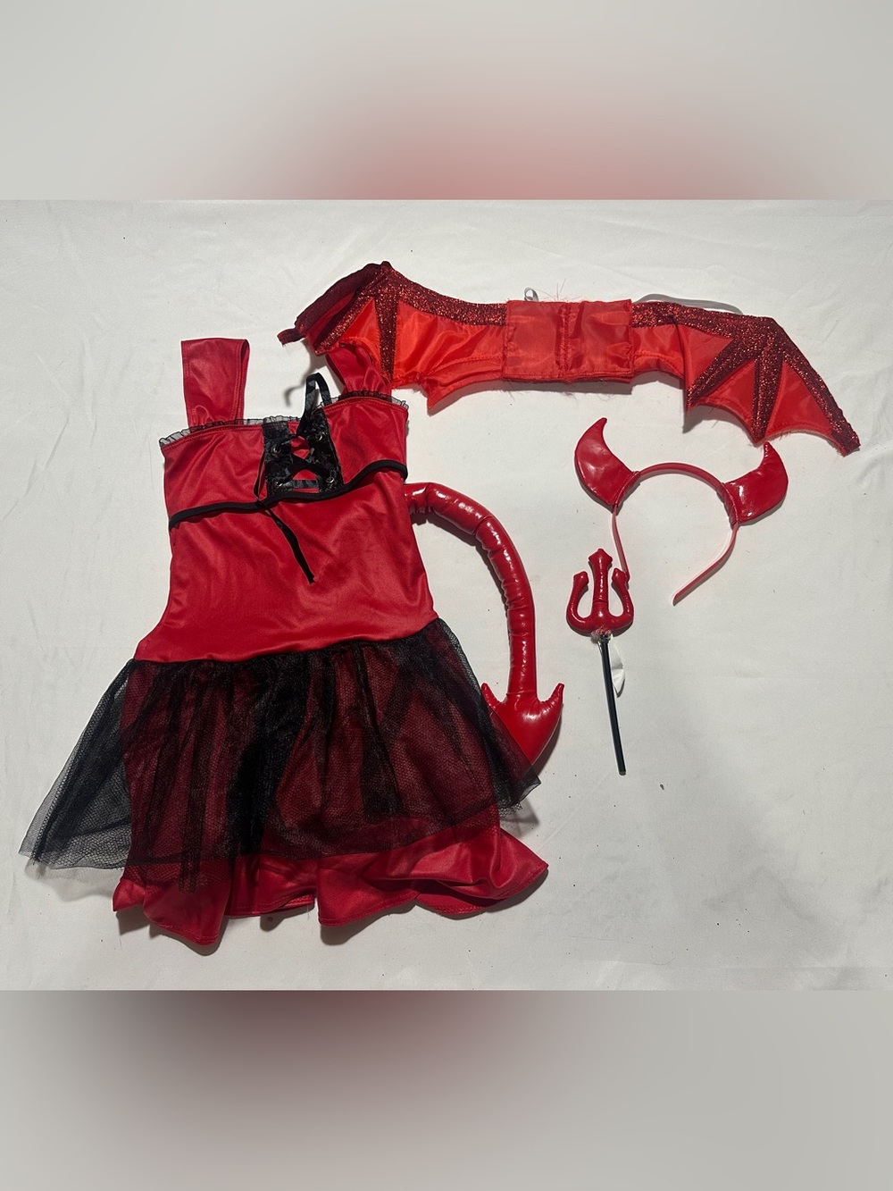 California Costumes Red Devil Darling Dress Costume with Horns, Pitchfork, Wings